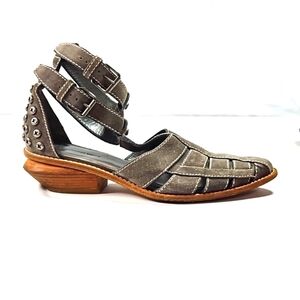 Alexander Wang Gray Studded Ankle Strap Gladiator Sandals Size 37